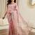 Pink floral embroidered net heavy work saree