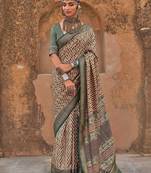 Beige jaali ethnic woven design silk blend  saree