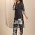 floral printed v-neck thread work straight kurta with trousers & dupatta