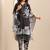 floral printed v-neck thread work straight kurta with trousers & dupatta