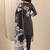 floral printed v-neck thread work straight kurta with trousers & dupatta