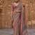 Beige women silk blend banarasi saree with blouse piece