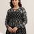 womens black printed cotton anarkali kurta with trousers & dupatta