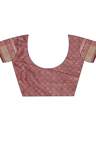 Beige women silk blend banarasi saree with blouse piece