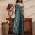 libas teal solid tissue front slit a-line kurta set