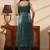 libas teal solid tissue front slit a-line kurta set
