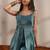 libas teal solid tissue front slit a-line kurta set