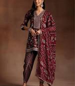 women floral printed regular gotta patti kurti with dhoti pants & with dupatta