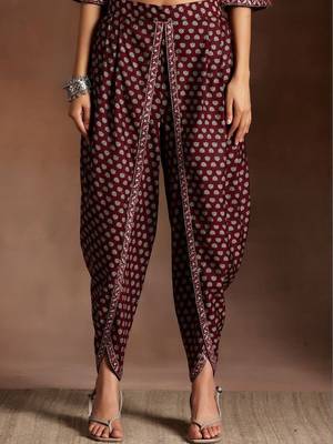 women floral printed regular gotta patti kurti with dhoti pants & with dupatta 2