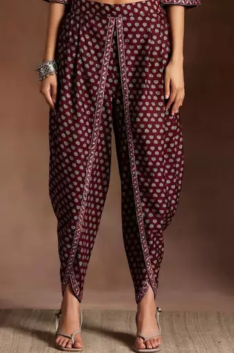women floral printed regular gotta patti kurti with dhoti pants & with dupatta