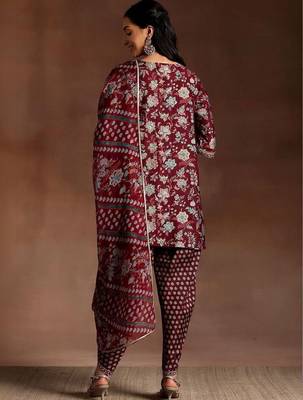 women floral printed regular gotta patti kurti with dhoti pants & with dupatta 5