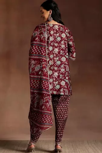 women floral printed regular gotta patti kurti with dhoti pants & with dupatta