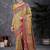 Yellow ethnic motifs printed banarasi saree with matching blouse