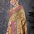 Yellow ethnic motifs printed banarasi saree with matching blouse