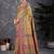 Yellow ethnic motifs printed banarasi saree with matching blouse