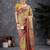 Yellow ethnic motifs printed banarasi saree with matching blouse