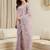 Lavender embellished embroidered net heavy work saree