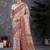 Cream ethnic motifs printed banarasi saree with blouse piece
