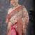 Cream ethnic motifs printed banarasi saree with blouse piece