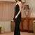 libas black solid tissue palazzo suit set