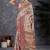 Cream ethnic motifs printed banarasi saree with blouse piece