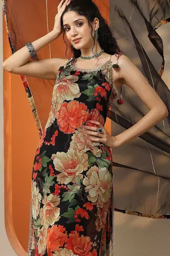 women floral printed regular kurta with palazzos & with dupatta