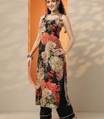 women floral printed regular kurta with palazzos & with dupatta