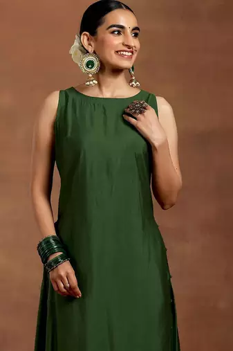 straight kurta with palazzos & dupatta