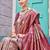 Pink ethnic motifs woven design zari detail kanjeevaram saree