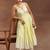 womens yellow self design cotton anarkali kurta with trousers
