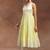 womens yellow self design cotton anarkali kurta with trousers
