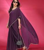 Purple embellished beads and stones border saree