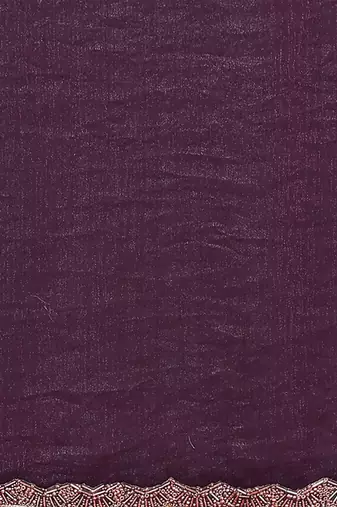 Purple embellished beads and stones border saree