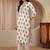 off white paisley printed cotton blend straight suit set
