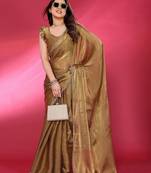 Gold solid embellished border saree