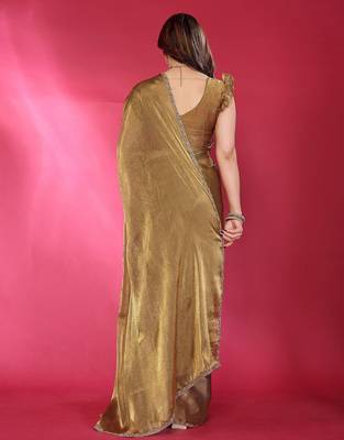 Gold solid embellished border saree 2