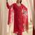 red floral embroidered straight suit set with dupatta