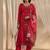 red floral embroidered straight suit set with dupatta