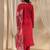 red floral embroidered straight suit set with dupatta