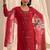 red floral embroidered straight suit set with dupatta