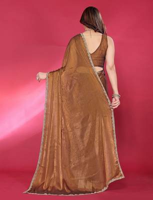 Copper embellished saree with blouse piece 2