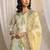 off white floral printed chanderi silk straight suit set with dupatta