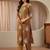 mustard floral printed cotton blend straight suit set