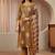 mustard floral printed cotton blend straight suit set