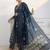 libas blue floral printed a-line suit set with dupatta