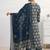 libas blue floral printed a-line suit set with dupatta
