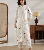women ethnic motifs embroidered regular kurta with trousers