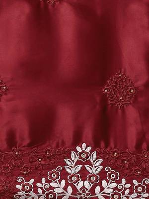Maroon floral embroidered  saree 4