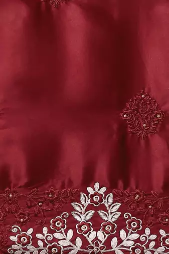 Maroon floral embroidered  saree