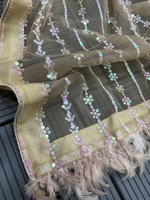 Multicolor embellished sequinned net saree 4